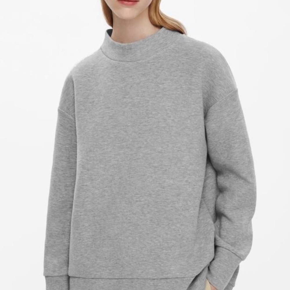 COS Gray Mock Neck Sweatshirt